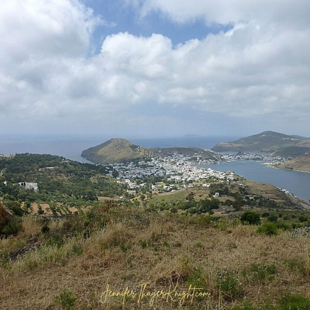 The view from the cave on Patmos where John wrote Revelation.